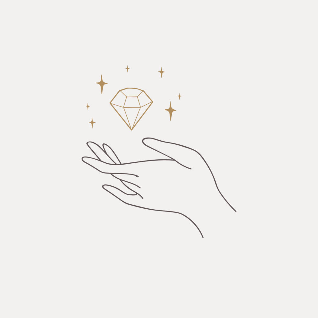 ダイヤモンドを持っている手のイラスト